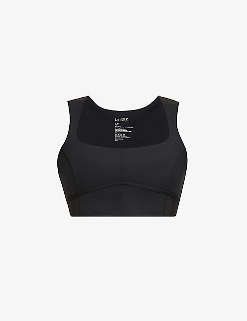 LE ORE: Andria brand-patch stretch recycled polyester sports bra