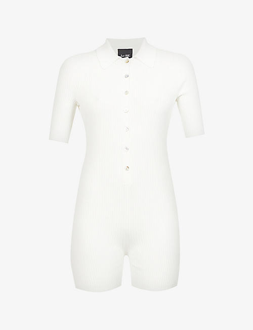 LE ORE: Rimini collared knitted playsuit