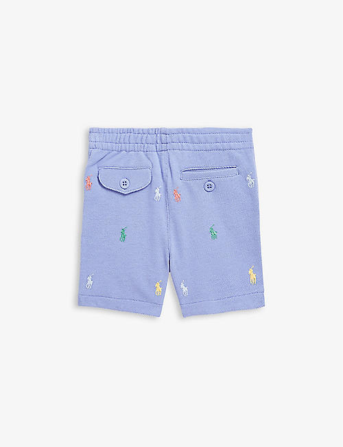 RALPH LAUREN: Athletic logo-embroidered cotton-knit shorts 3-24 months