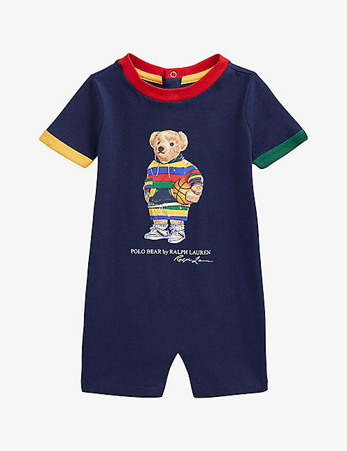 RALPH LAUREN：Polo Bear 平纹针织棉短款连身衣 3 个月-2 岁