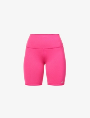 Alo Yoga Logo-print High-rise Stretch-woven Shorts In Magenta Crush