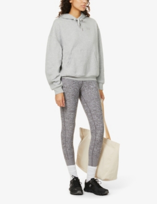 ALO YOGA WOMENS ATHLETIC HEATHER GREY ACCOLADE KANGAROO-POCKET COTTON-BLEND HOODY 