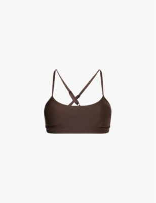 Alo Yoga Womens Intrigue Scoop-neck Stretch-woven Sports Bra Espresso