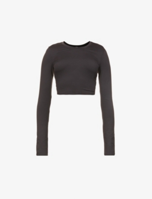 Alo Yoga Alosoft Finesse Cropped Jersey Top in Black