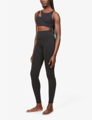 Shop Alo Yoga Women's Black Airbrush High-rise Stretch-woven Leggings