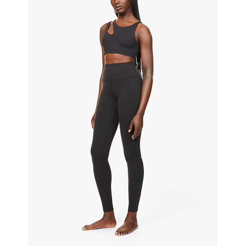 Shop Alo Yoga Womens Black Airbrush High-rise Stretch-woven Leggings