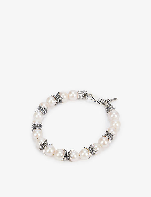 EMANUELE BICOCCHI: Freshwater-pearl and sterling-silver engraved bracelet
