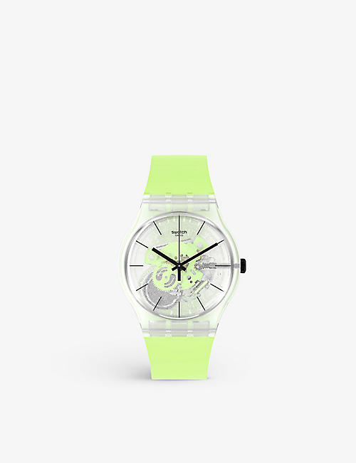 SWATCH: SO29K106 Green Daze silicone, bio-sourced material and plastic watch