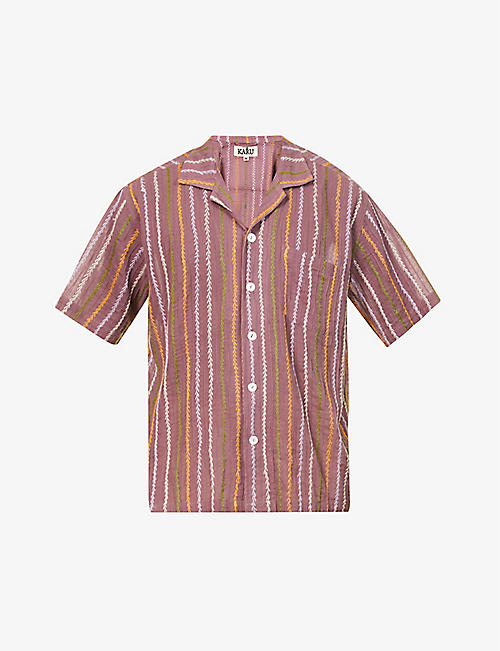 KARU RESEARCH: Stripe-embroidered relaxed-fit cotton shirt
