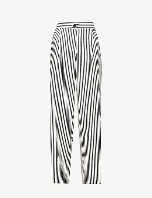 ME AND EM: Striped wide-leg mid-rise recycled polyester-blend trousers