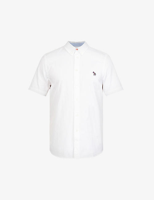 PS BY PAUL SMITH: Zebra-patch short-sleeved organic-cotton shirt