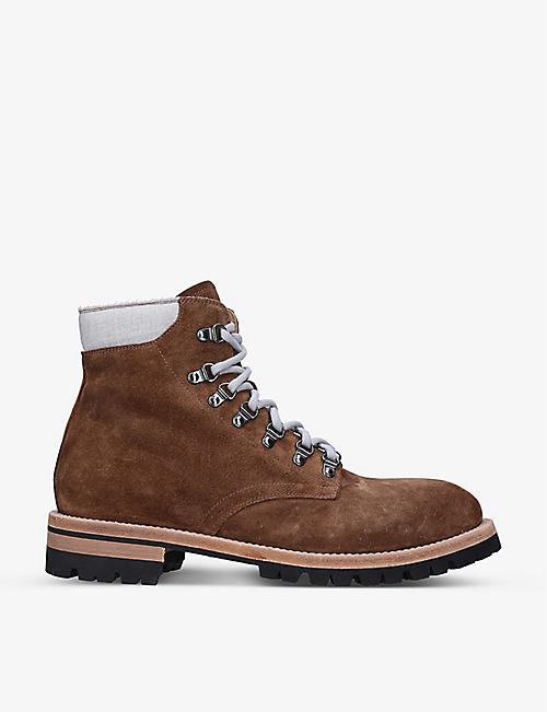 ELEVENTY: Lace-up contrast-sole suede hiker boots