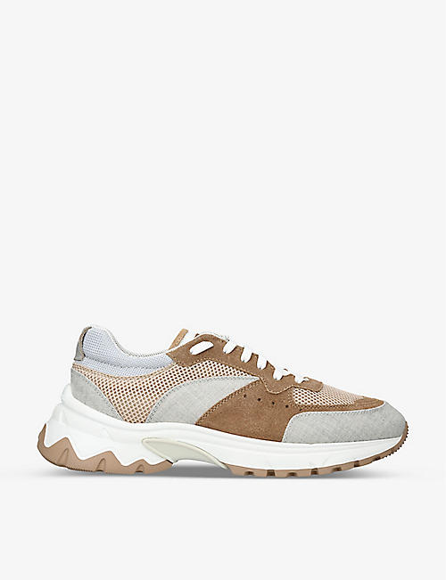 ELEVENTY: Panelled chunky-sole leather and stretch-mesh low-top trainers