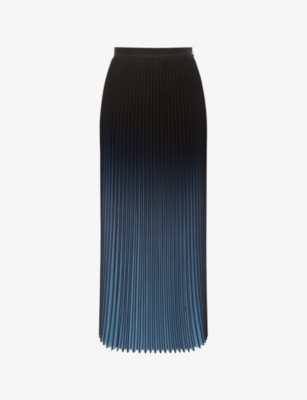 REISS: Marlie ombre-print pleated woven maxi skirt