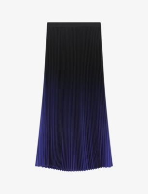 Reiss Marlie - Purple Ombre Pleated Midi Skirt, Us 8
