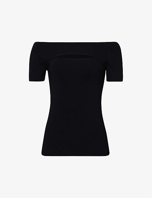 REISS: Esme cut-out ribbed stretch-knit top