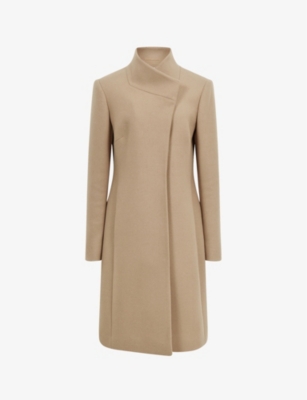 Reiss Mia Asymmetric Coat In Camel