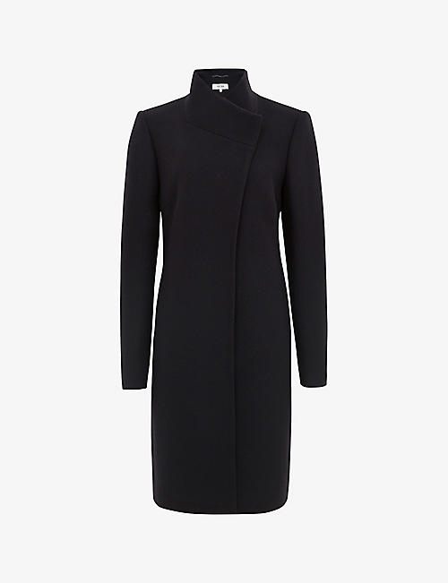 REISS: Mia asymmetric-front wool-blend coat