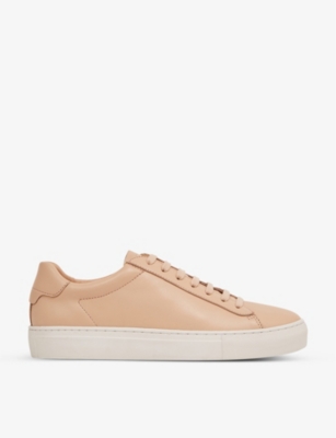 Reiss Finley Platform Leather Low-top Trainers In Biscuit