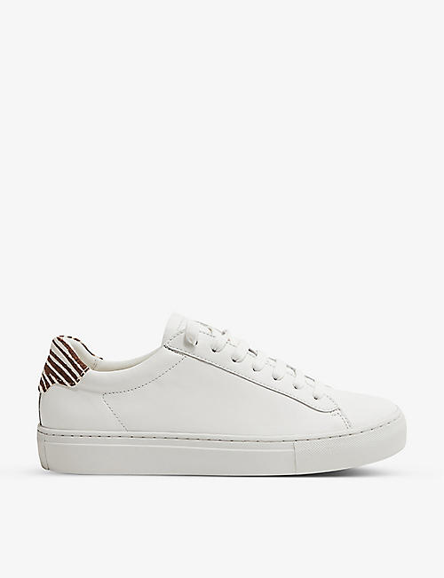 REISS: Finley platform leather low-top trainers