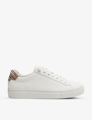 Reiss Finley Platform Leather Low-top Trainers In White/animal Pr