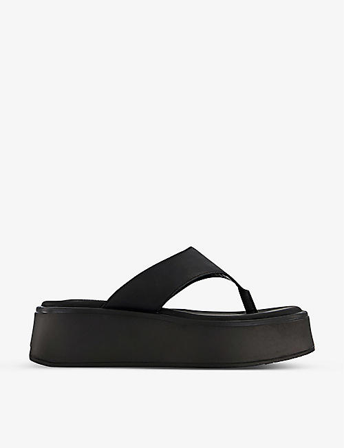 VAGABOND: Courtney toe-post flatfom leather sandals