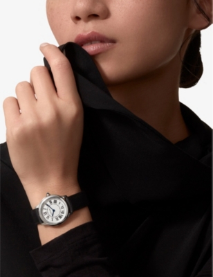 Shop Cartier Womens Steel/black Crwsrn0030 Ronde Must De Stainless-steel And Vegan-leather Quartz Watch