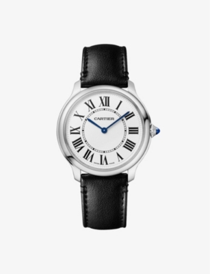 Cartier Womens Black Crwsrn0031 Ronde Must De Stainless-steel And Vegan-leather Quartz Watch In Steel/black