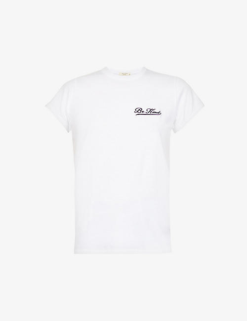 RAG & BONE: Slogan-embroidered organic-cotton jersey T-shirt