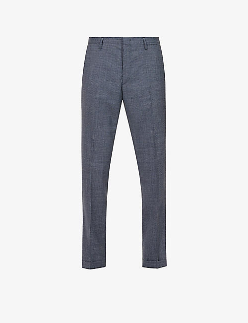 PAUL SMITH: Micro-checked regular-fit tapered wool trousers