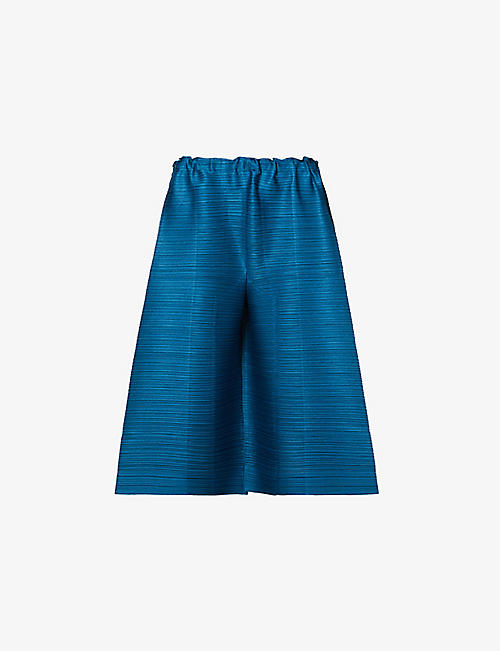 PLEATS PLEASE ISSEY MIYAKE: Hopping pleated wide-leg high-rise knitted trousers