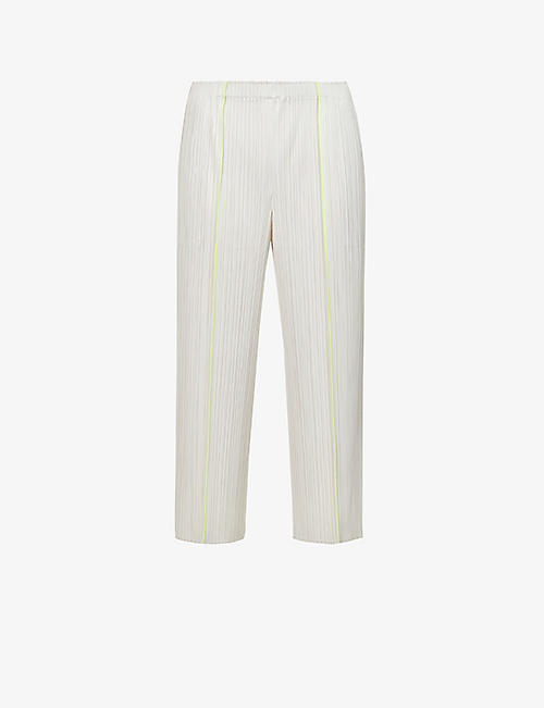 PLEATS PLEASE ISSEY MIYAKE: Sway pleated straight-leg mid-rise knitted trousers