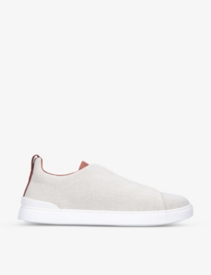 Ermenegildo Zegna Triple Stitch Canvas Low-top Trainers In White/oth