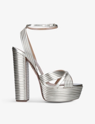 AQUAZZURA - Sundance metallic leather platform sandals | Selfridges.com