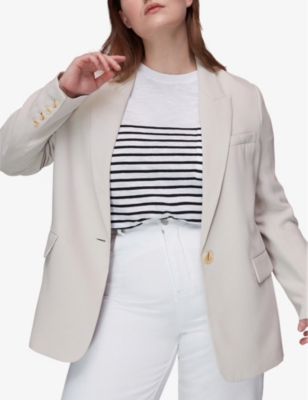 Whistles Womens Cream Boyfriend Relaxed-fit Recycled Polyester-blend Blazer In Cream