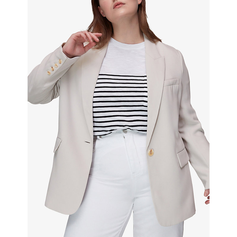 Shop Whistles Women's Cream Boyfriend Relaxed-fit Recycled Polyester-blend Blazer