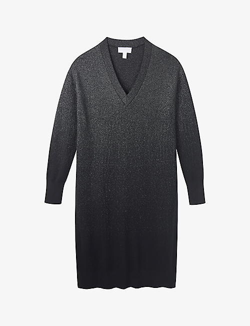 THE WHITE COMPANY: Sparkle V-neck knitted midi dress
