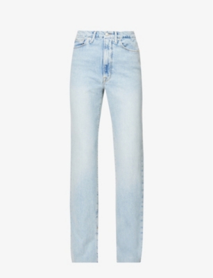 Childhood brand-embroidered straight-leg high-rise jeans Selfridges & Co Girls Clothing Jeans Straight Jeans 
