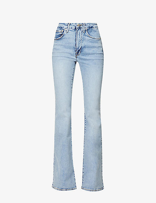GOOD AMERICAN: Good Flare flared-leg high-rise stretch-organic-cotton-blend denim jeans