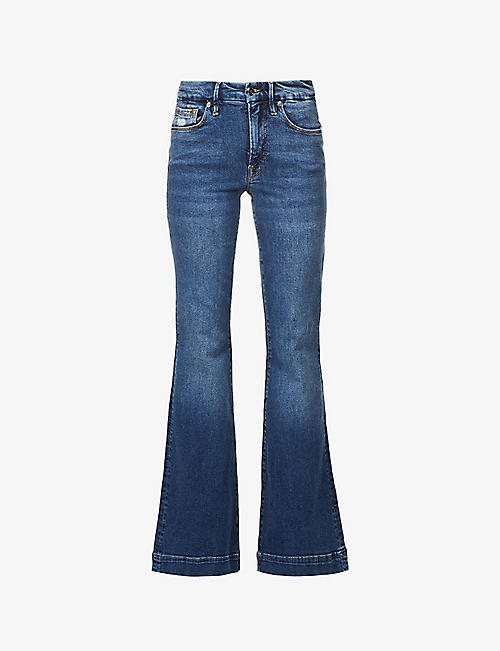 GOOD AMERICAN: Good Flare flared mid-rise stretch-denim jeans
