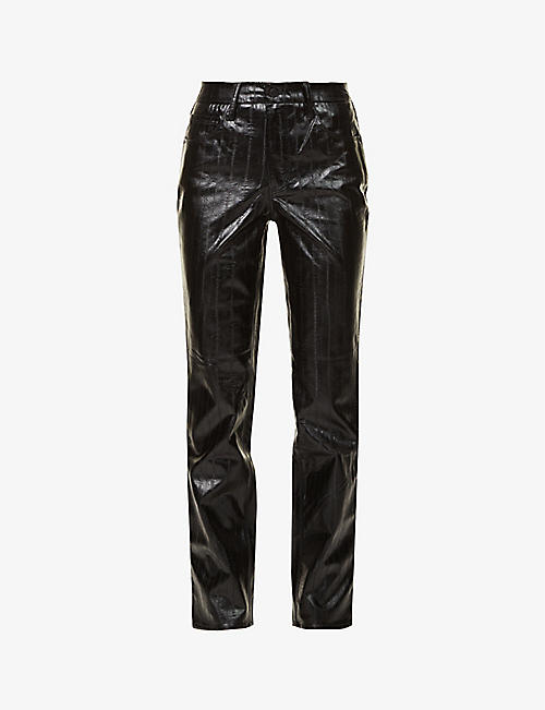 GOOD AMERICAN: Good Icon straight-leg high-rise faux-leather trousers