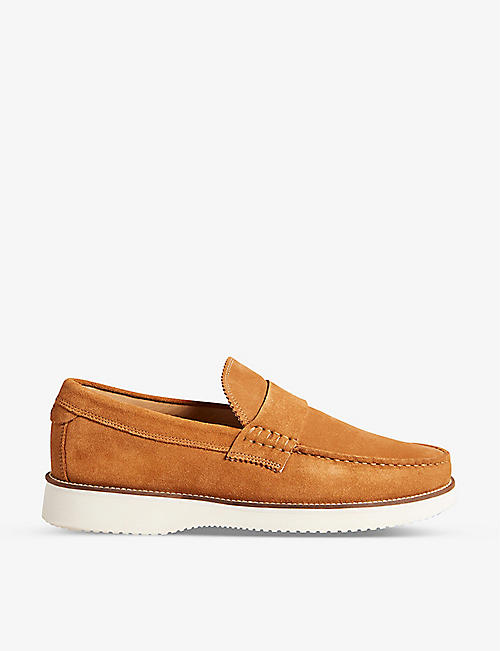 TED BAKER: Isaacc top-stitched suede loafers