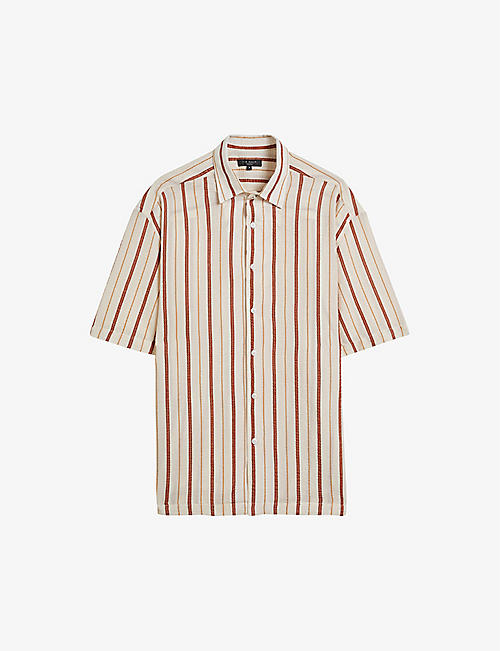 TED BAKER: Hillma striped regular-fit cotton-blend shirt