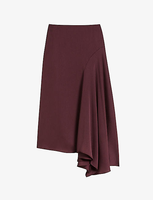 TED BAKER: Terra asymmetric-hem stretch-woven maxi skirt