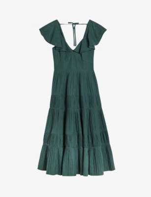 TED BAKER - Iveth ruffled woven midi dress | Selfridges.com