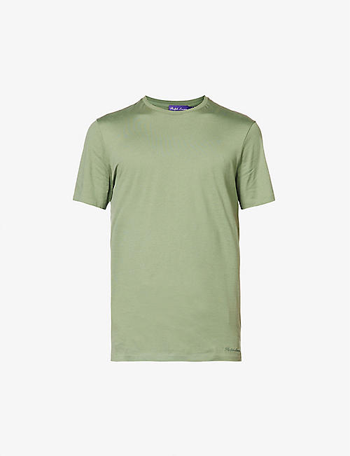 RALPH LAUREN PURPLE LABEL: Lisle brand-embroidered cotton-jersey T-shirt