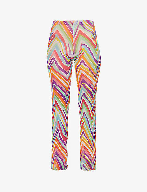 MISSONI: Zigzag-print semi-sheer straight-leg high-rise woven trousers