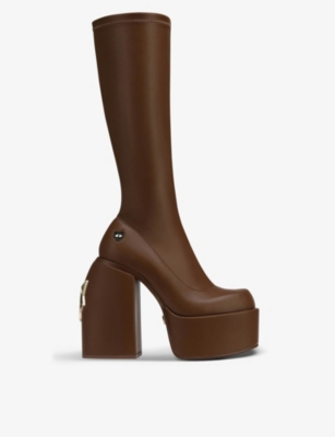 NAKED WOLFE - Spice faux-leather knee-high heeled boots | Selfridges.com