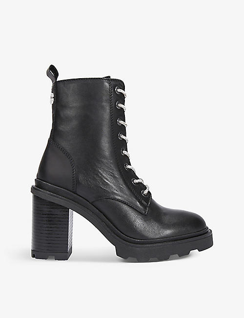 CARVELA: Infinity crystal-embellished lace-up leather ankle boots