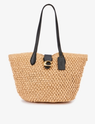 coach straw tote bag